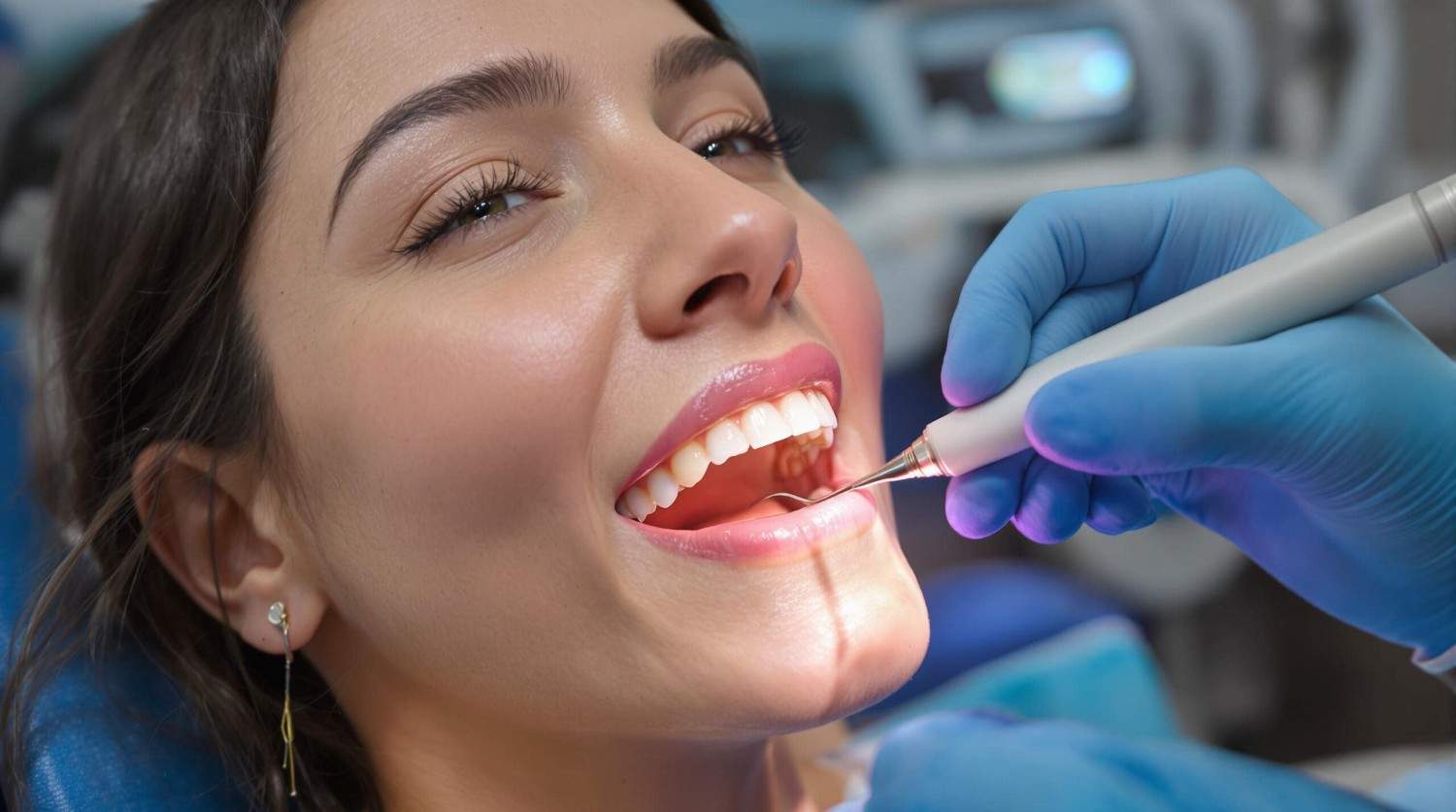 Image of patient receiving cosmetic dental filling in San Jose, California
