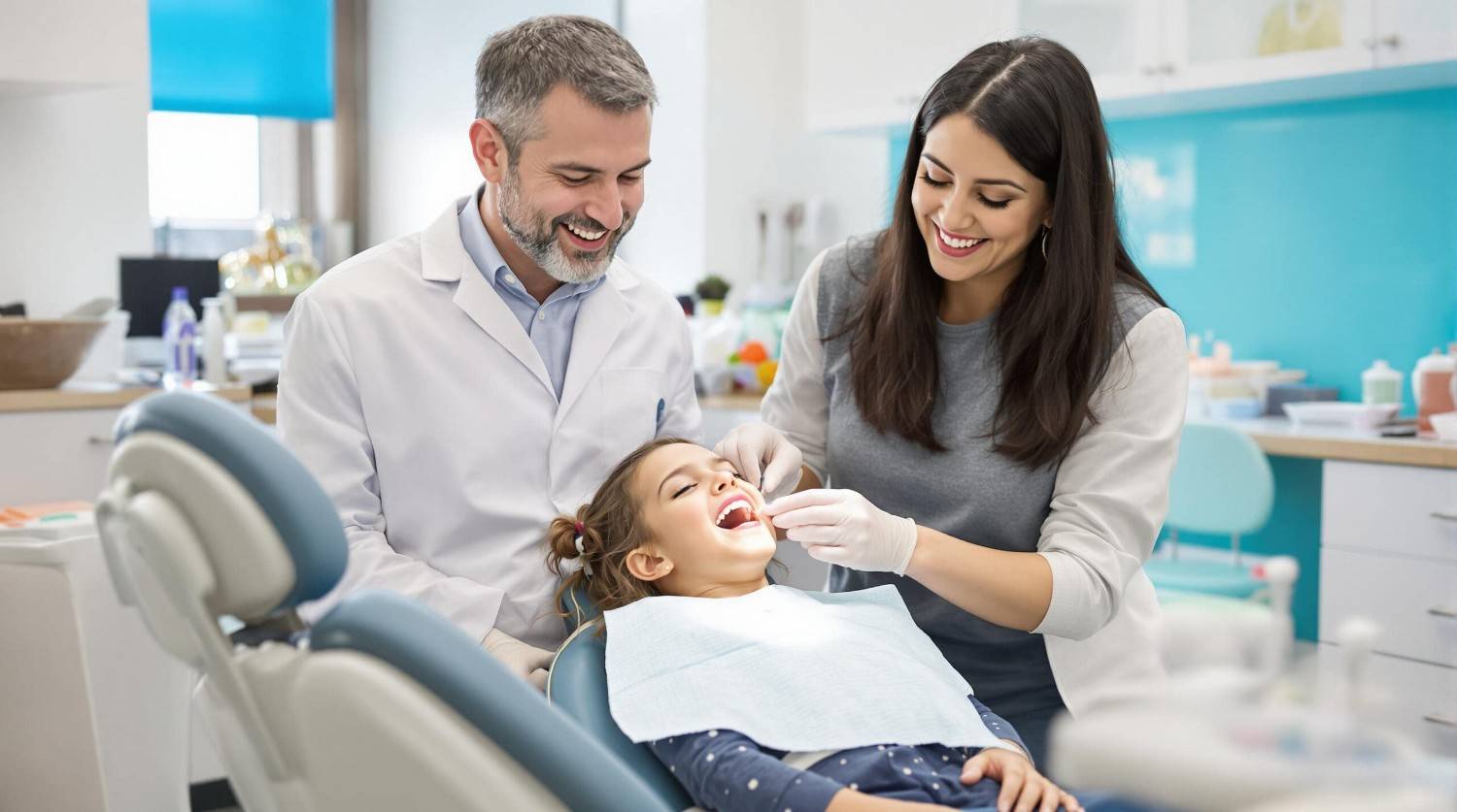 Illustration of family dental care at Toschi Dental in San Jose, California