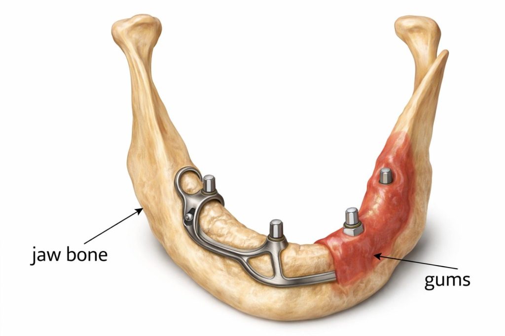 an image of subperiosteal dental implants, a type of dental implant