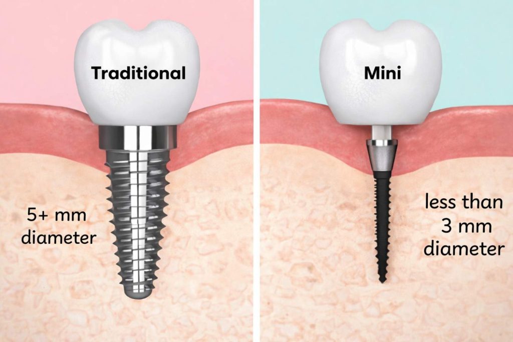 an image of mini dental implants, a type of dental implant