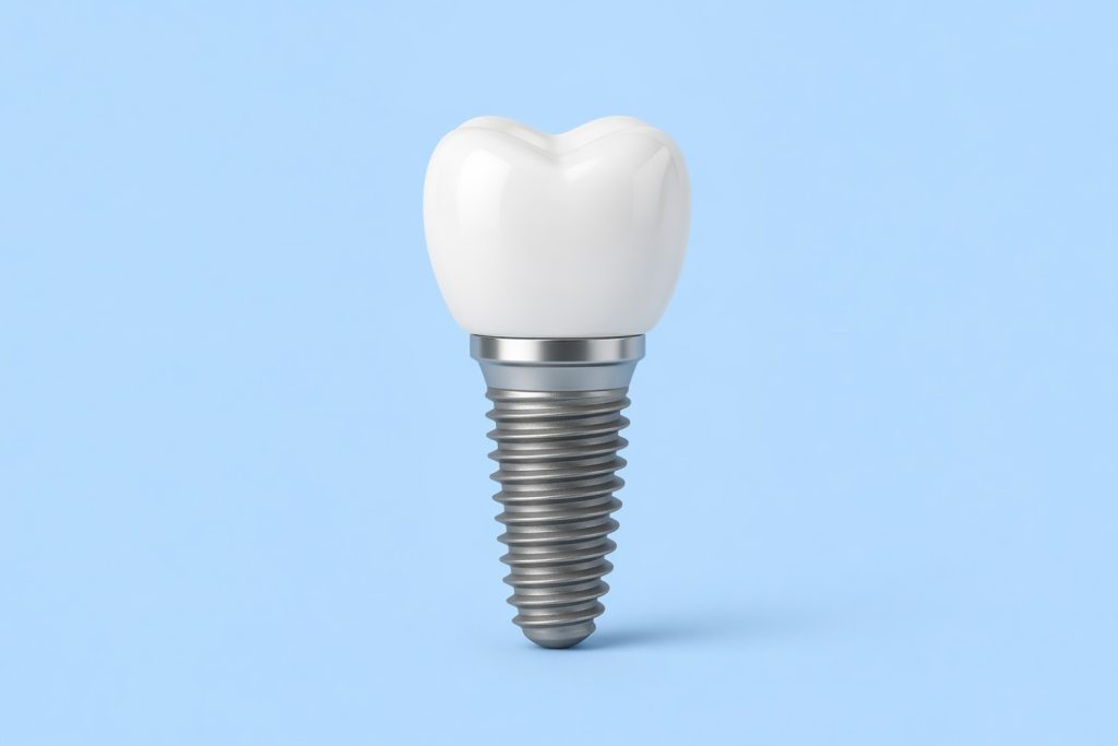 an image of a dental implant on a light blue background